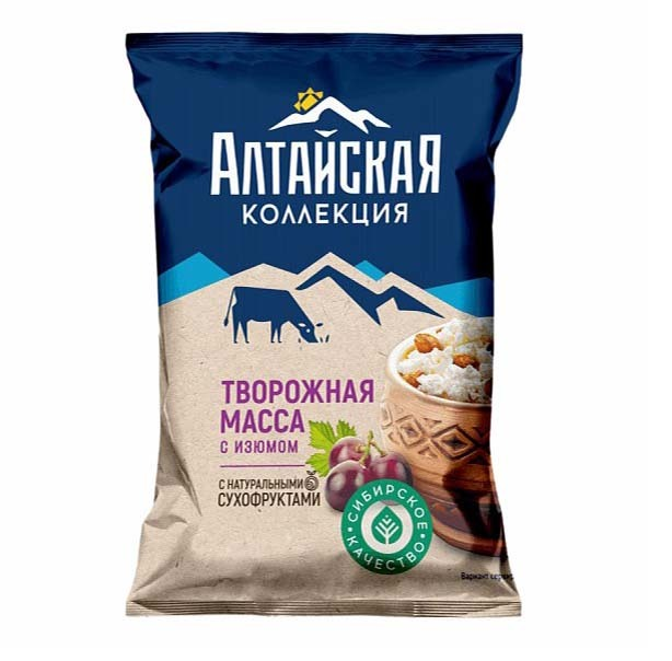 Масса творожная Алтайская коллекция с изюмом, 7,5%, 180 г