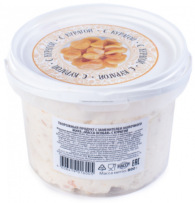 

Продукт творожный Деревенское подворье Масса Особая с курагой, 23%, 800 г