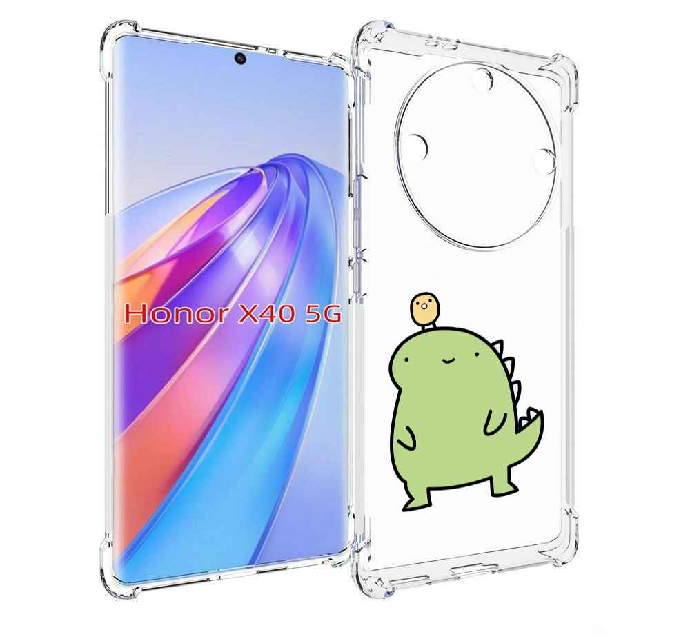 

Чехол MyPads зеленый-динозаврик детский для Honor X40, Прозрачный, Tocco