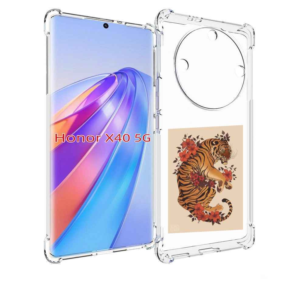 

Чехол MyPads злой-тигр-с-цветами для Honor X40, Прозрачный, Tocco