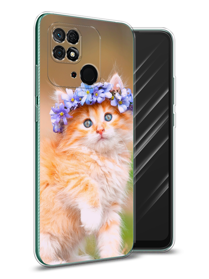 

Чехол Awog на Xiaomi Redmi 10C "Рыжий кот в венке", Разноцветный, 313450-1