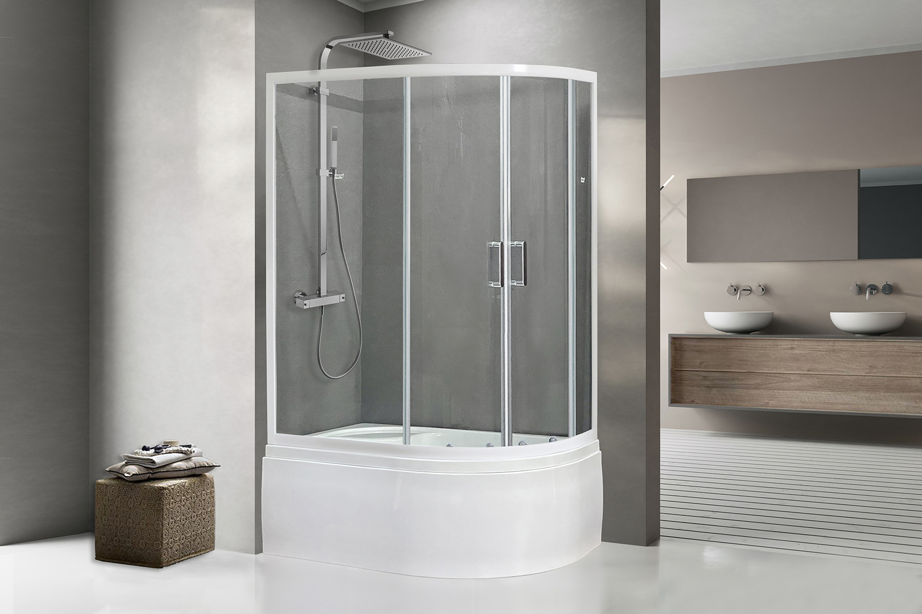 фото Душевой угол royal bath rb 8120bk-t (прозрачное) левый