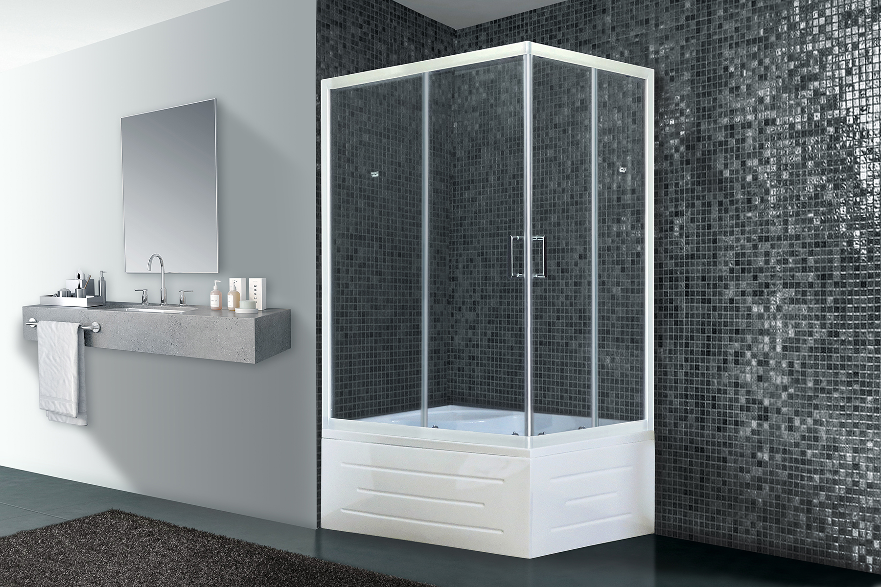 фото Душевой угол royal bath rb 8120bp-t (прозрачное) левый