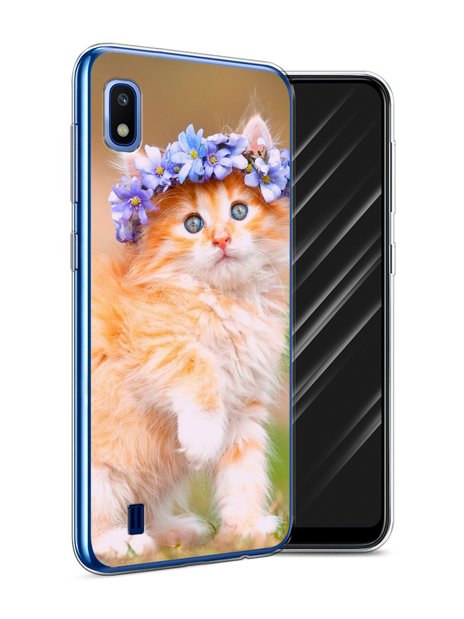 

Чехол Awog на Samsung Galaxy A10 "Рыжий кот в венке", Разноцветный, 27950-1
