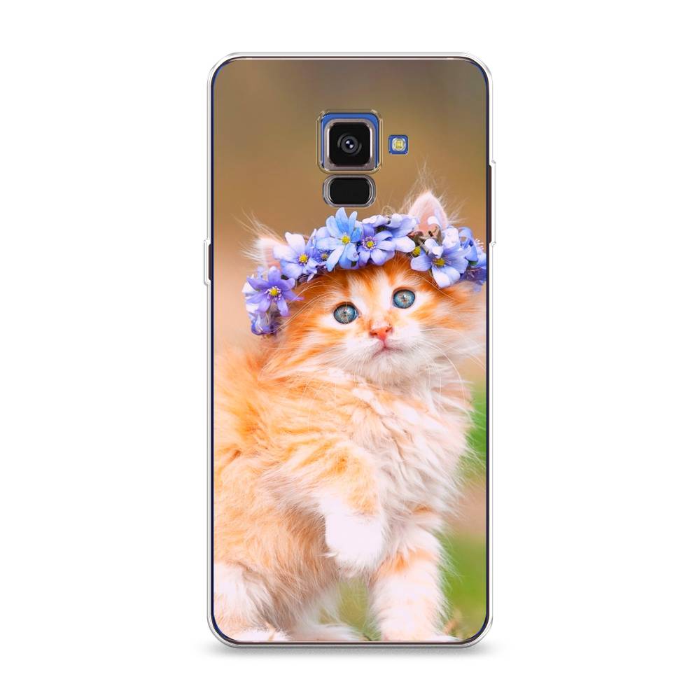 

Чехол Awog на Samsung Galaxy A8 2018 "Рыжий кот в венке", Разноцветный, 25450-1