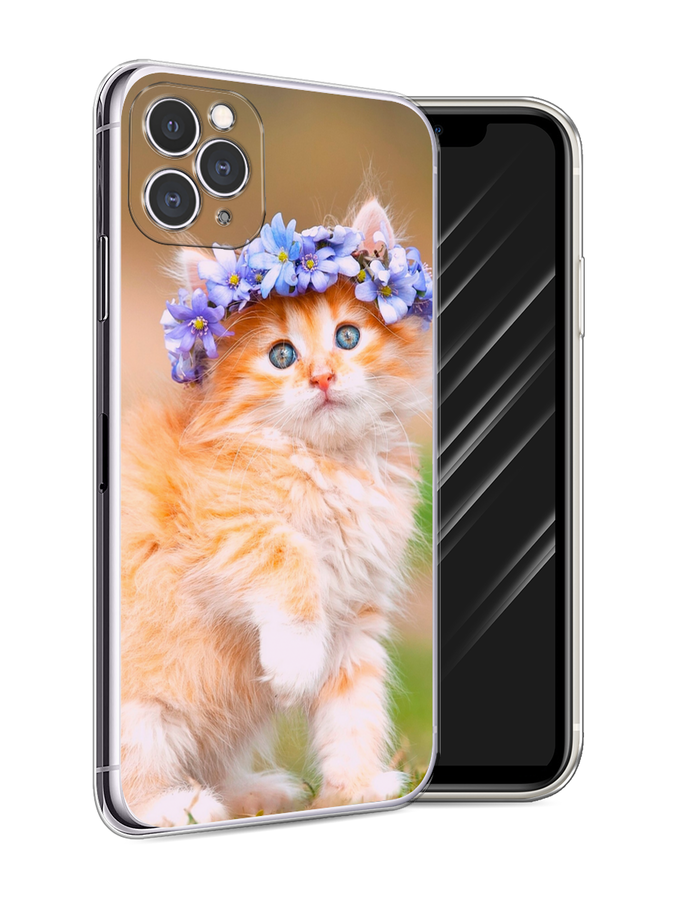

Чехол Awog на Apple iPhone 11 Pro Max / Айфон 11 Pro Max "Рыжий кот в венке", Разноцветный, 12250-1