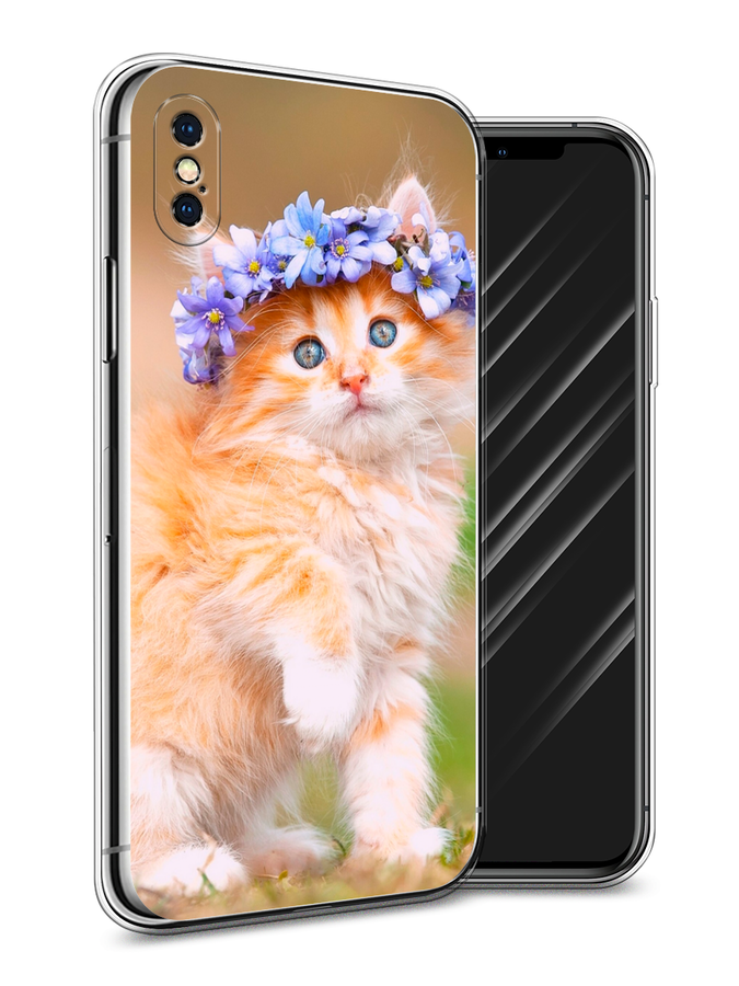 

Чехол Awog на Apple iPhone XS Max (10S Max) / Айфон XS Max (10S Max) "Рыжий кот в венке", Разноцветный, 11950-1