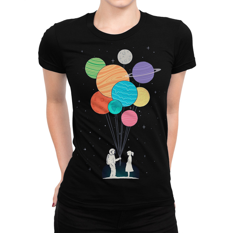 

Футболка женская Dream Shirts Космические Шарики черная S, Черный, Космические Шарики
