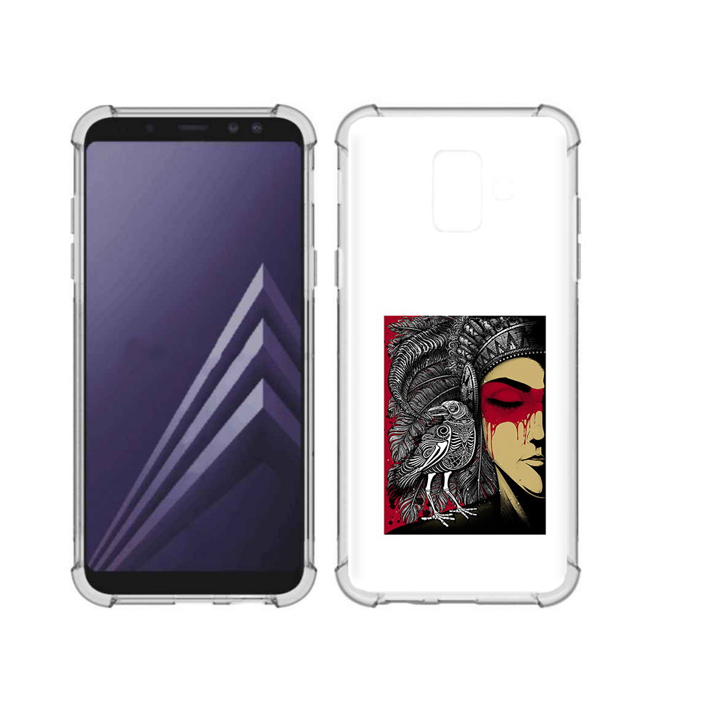

Чехол MyPads Tocco для Samsung Galaxy A6 (2018) девушка с вороном в абстракции, Прозрачный, Tocco