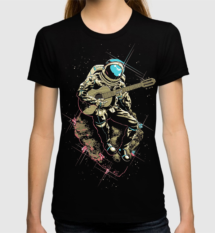 фото Футболка женская dream shirts космонавт с гитарой черная s