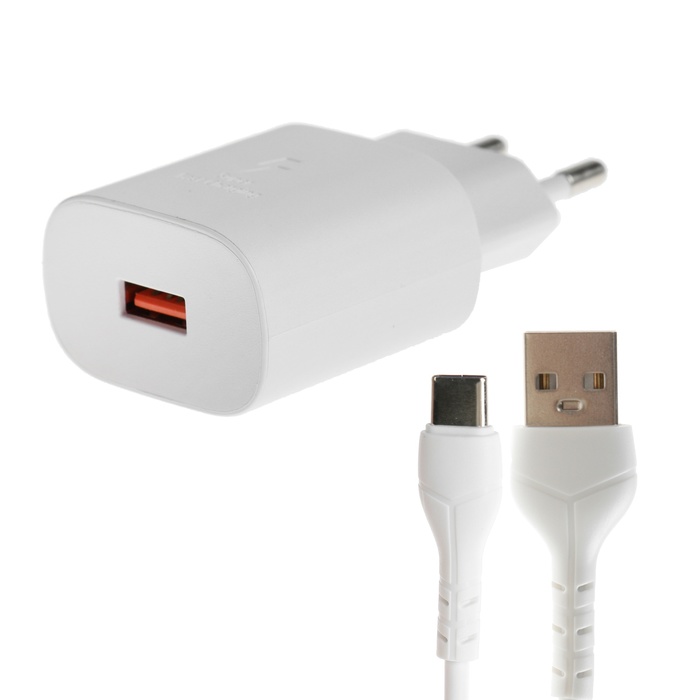 

Сетевое зарядное устройство BYZ U40, 1 USB, кабель USB - Type-C, 1 м, белый