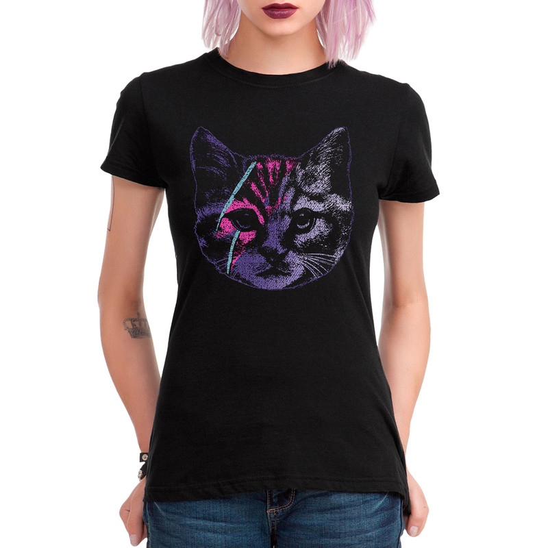 Футболка женская Dream Shirts Дэвид Боуи Кот черная 2XL