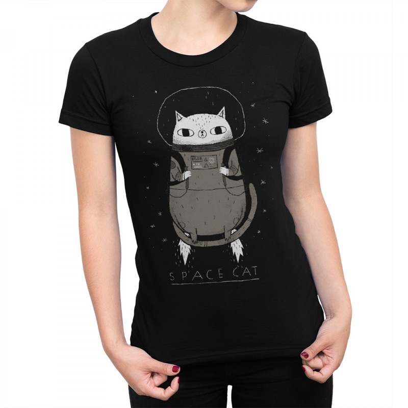 

Футболка женская Dream Shirts Кот Космонавт черная 3XL, Черный, Кот Космонавт
