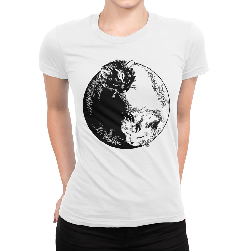 

Футболка женская Dream Shirts Котики Инь Янь белая 2XL, Белый, Котики Инь Янь