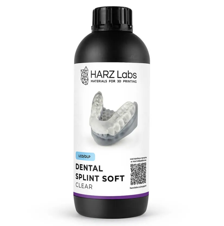 

Фотополимерная смола HARZ Labs Dental Splint Soft, прозрачный (1000 гр), Dental Splint Soft