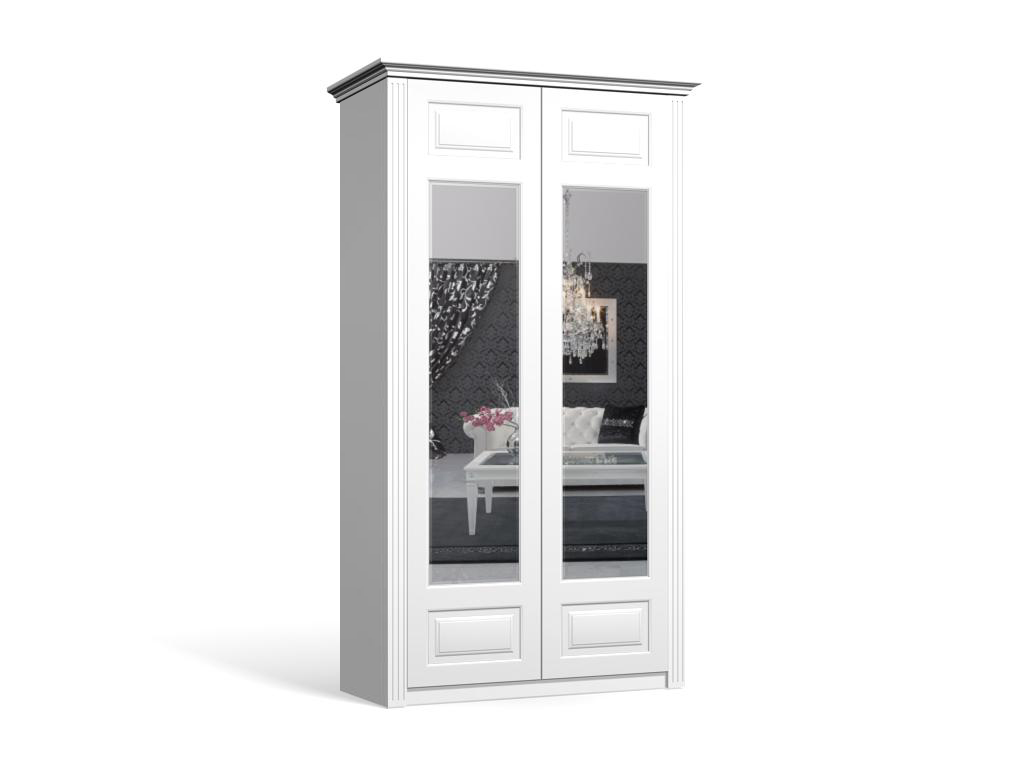 

Шкаф распашной Классика Люкс-2.3 МДФ с зеркалом двухдверный 100x190x40 Мегамебель, Белый, Классика-Люкс-2.3