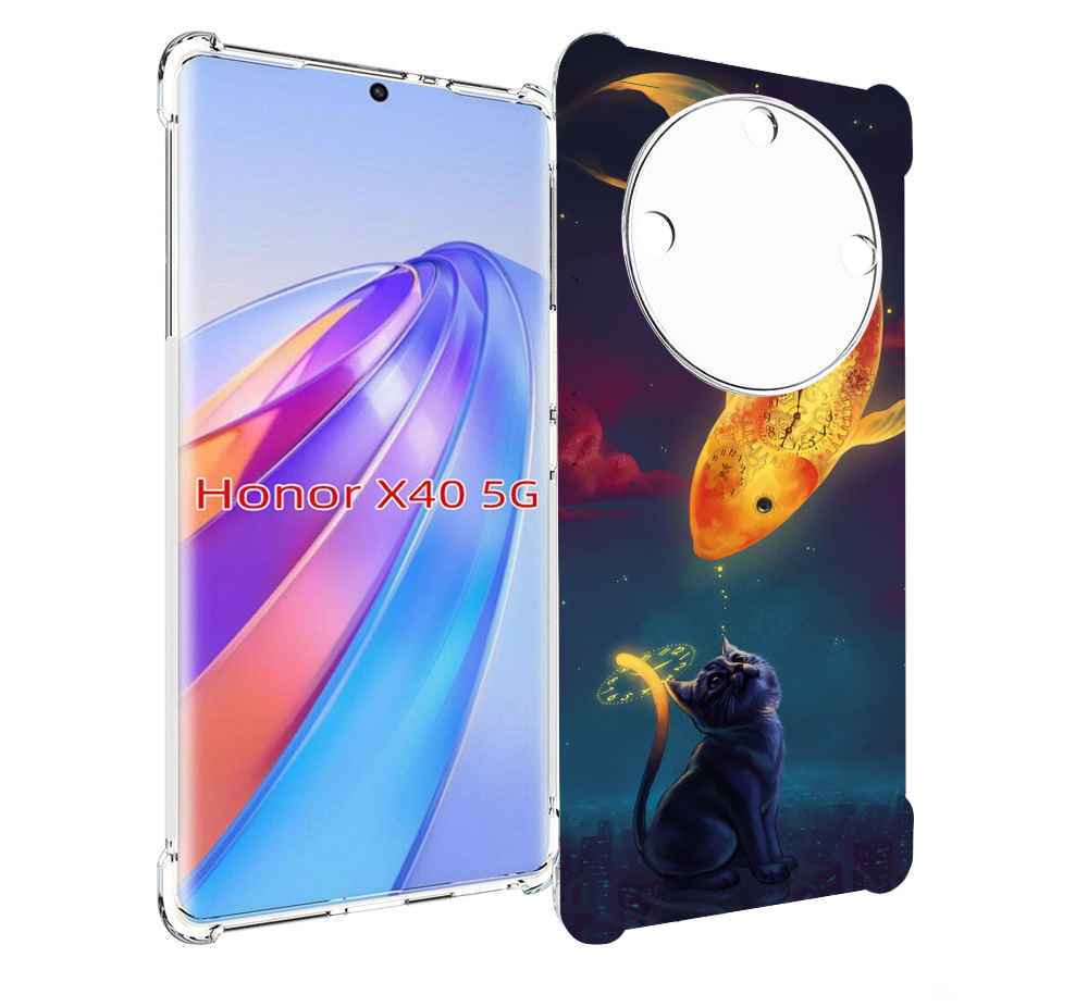 

Чехол MyPads золотая-рыбка-часовая для Honor X40, Прозрачный, Tocco