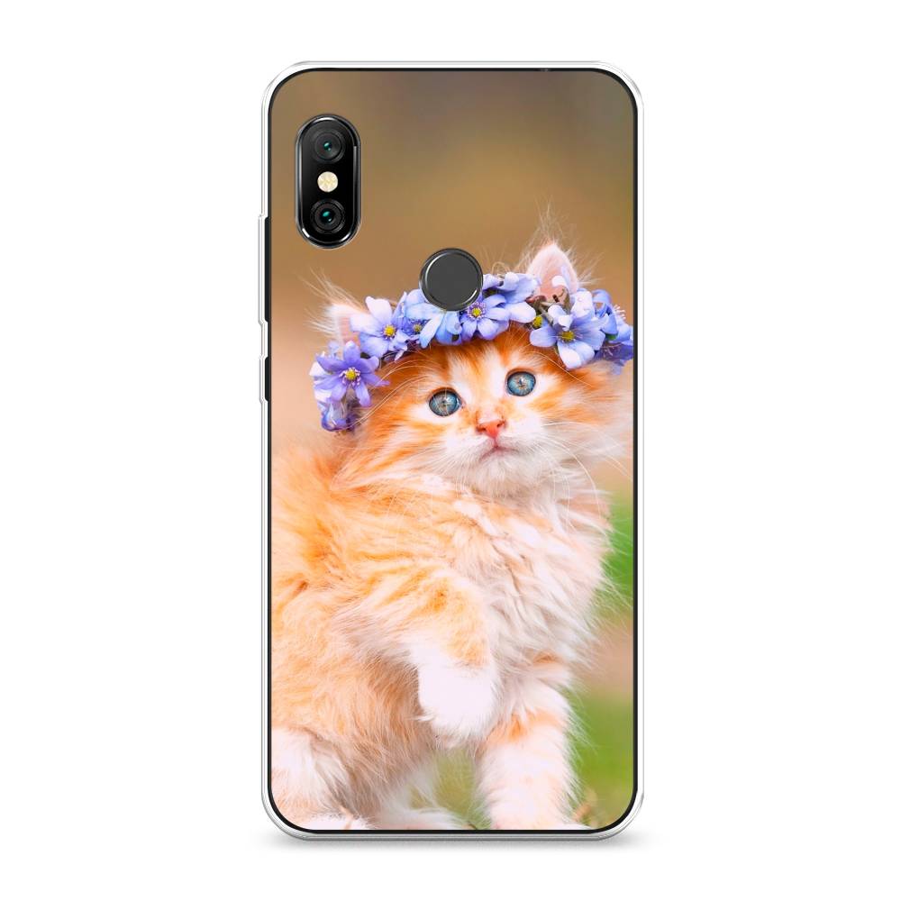 

Чехол Awog на Xiaomi Redmi Note 6 Pro "Рыжий кот в венке", Разноцветный, 34650-1