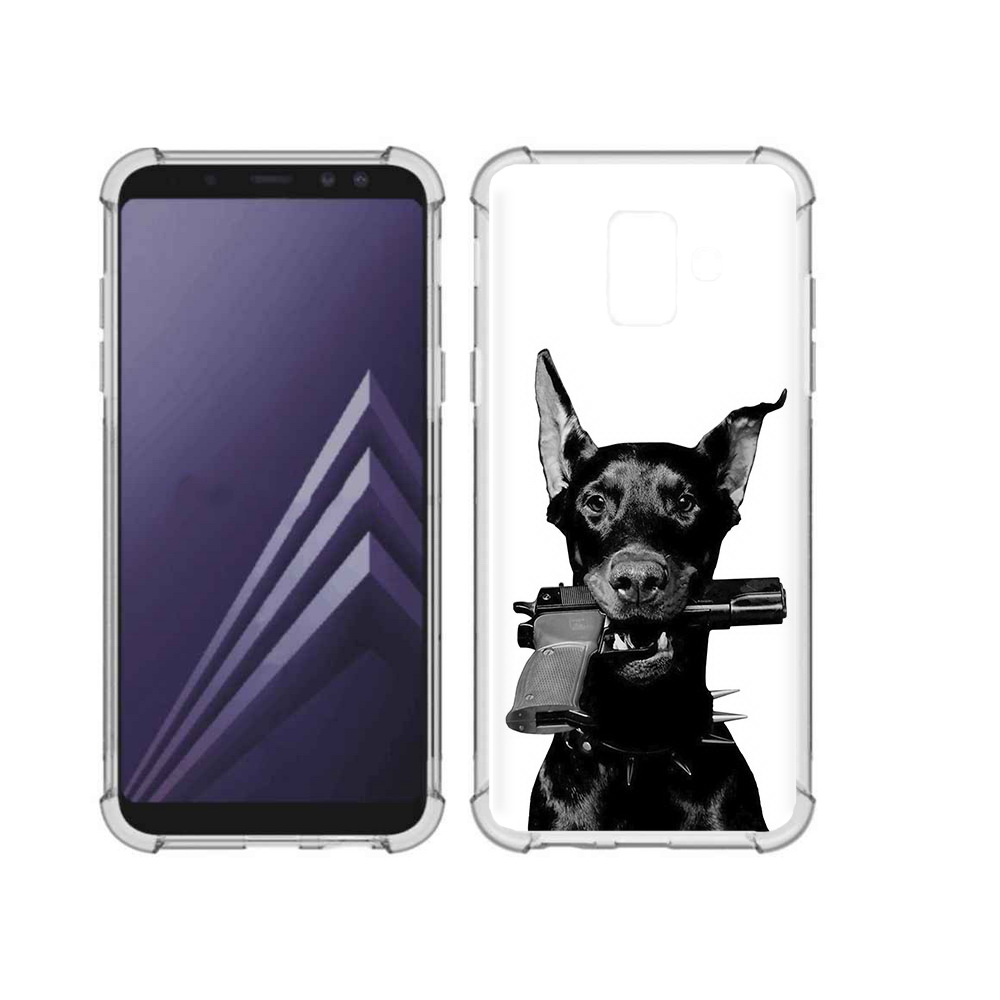 

Чехол MyPads Tocco для Samsung Galaxy A6 (2018) доберман с пистолетом (PT111558.582.331), Прозрачный, Tocco
