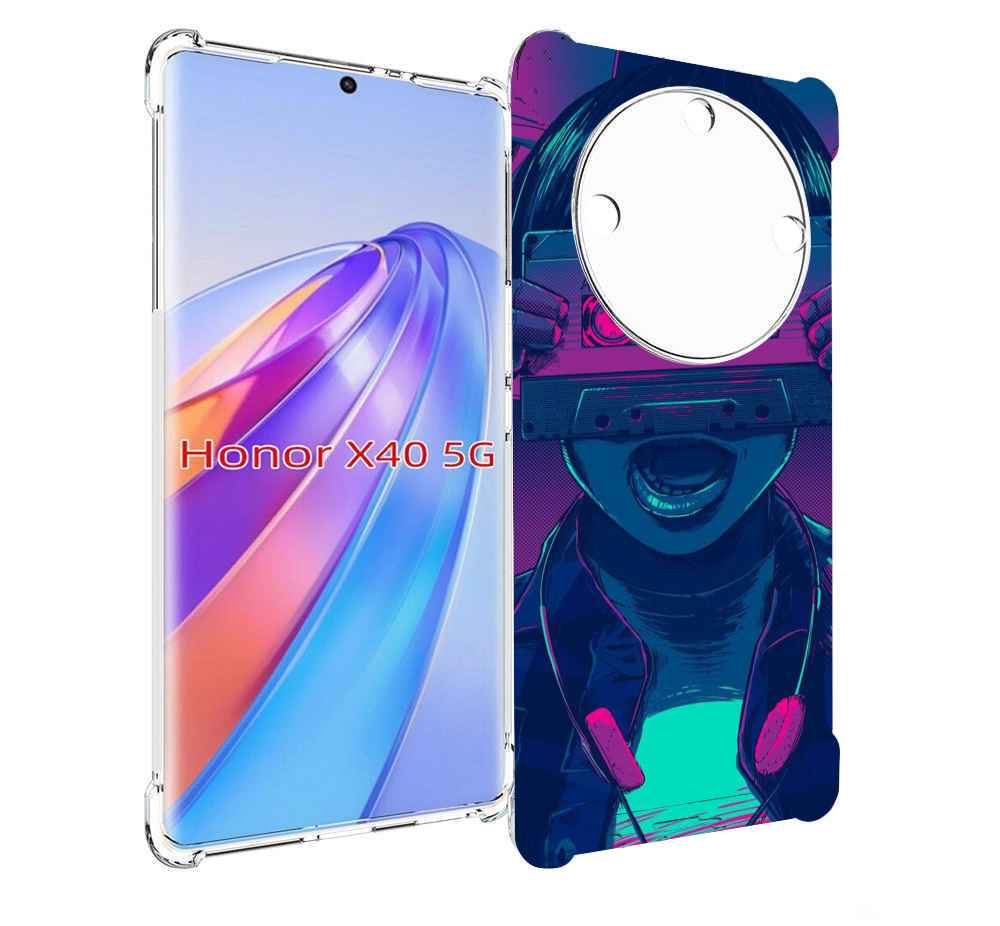 

Чехол MyPads киберпанк с кассетой для Honor X40, Прозрачный, Tocco