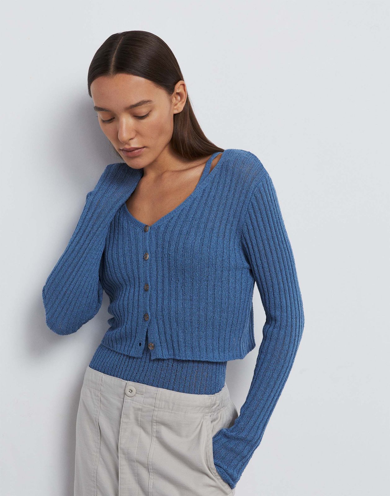 Кардиган женский Gloria Jeans GSW006602 голубой XL170 999₽