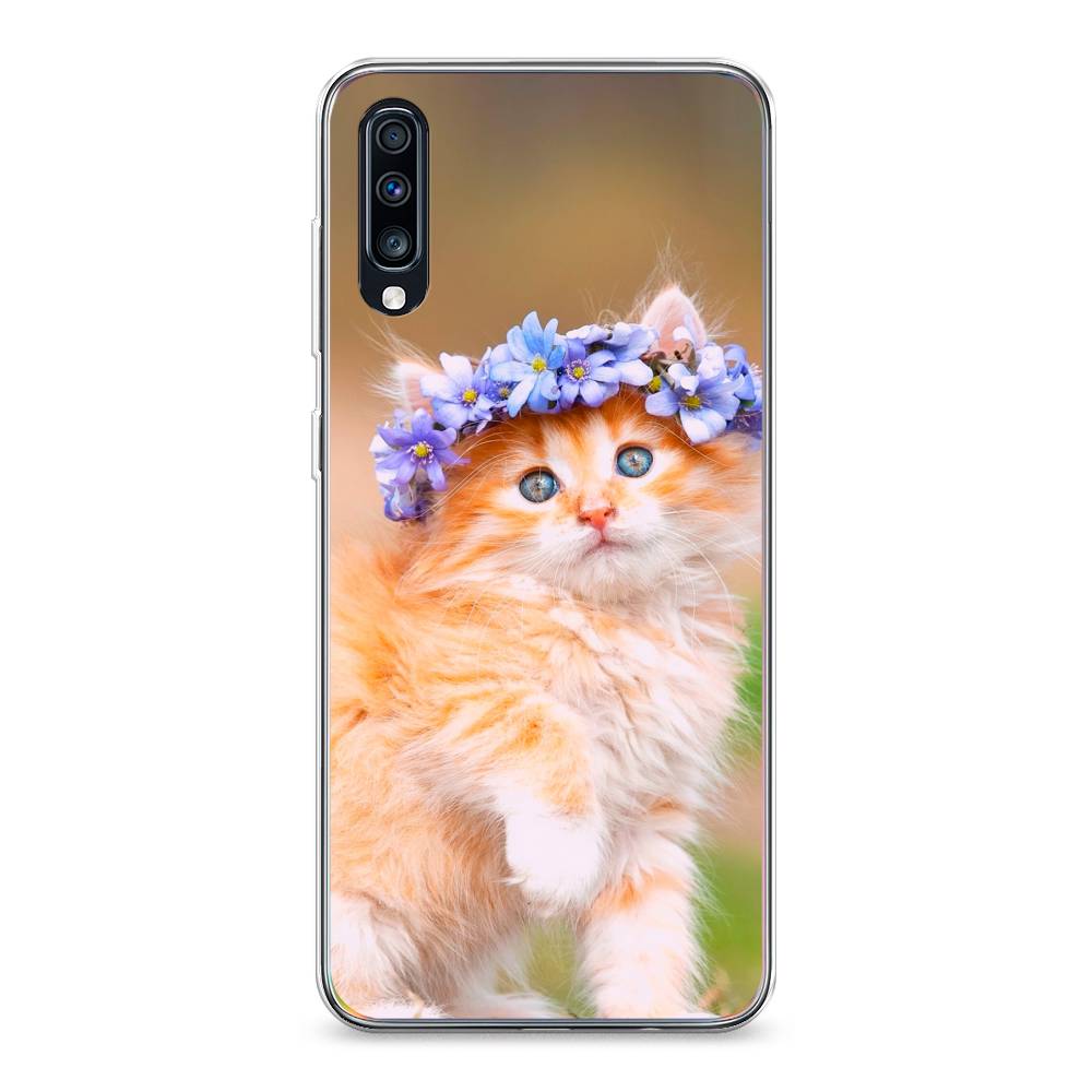 

Чехол Awog на Samsung Galaxy A70 "Рыжий кот в венке", Разноцветный, 28150-1