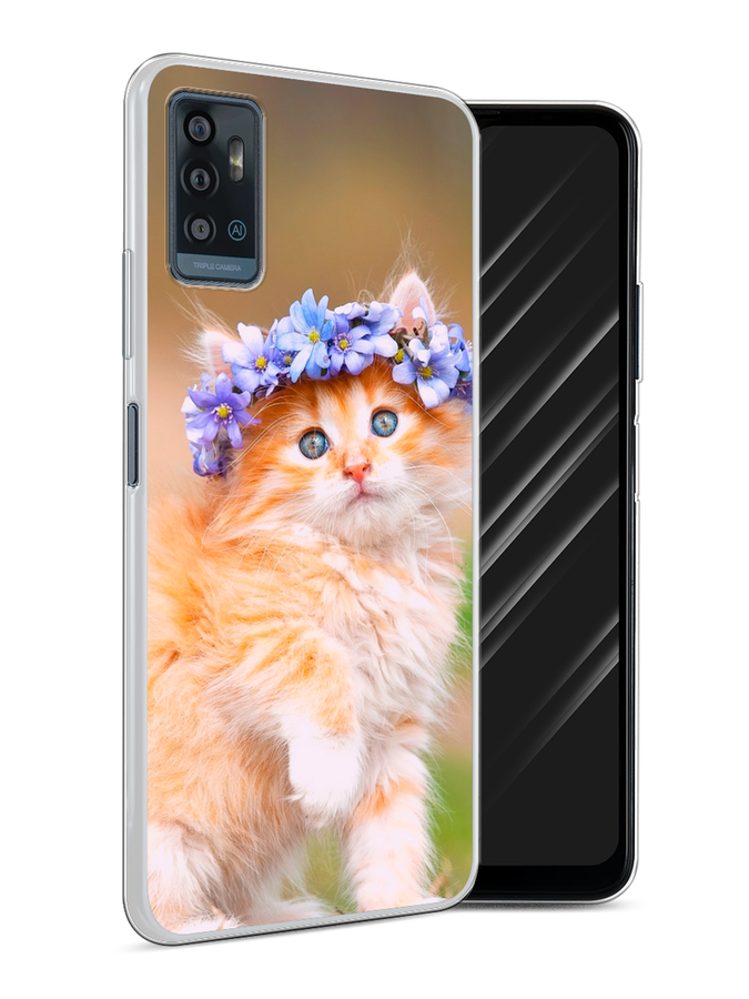 

Чехол Awog на ZTE Blade A71 / ЗТЕ Блэйд A71 "Рыжий кот в венке", Разноцветный, 134450-1