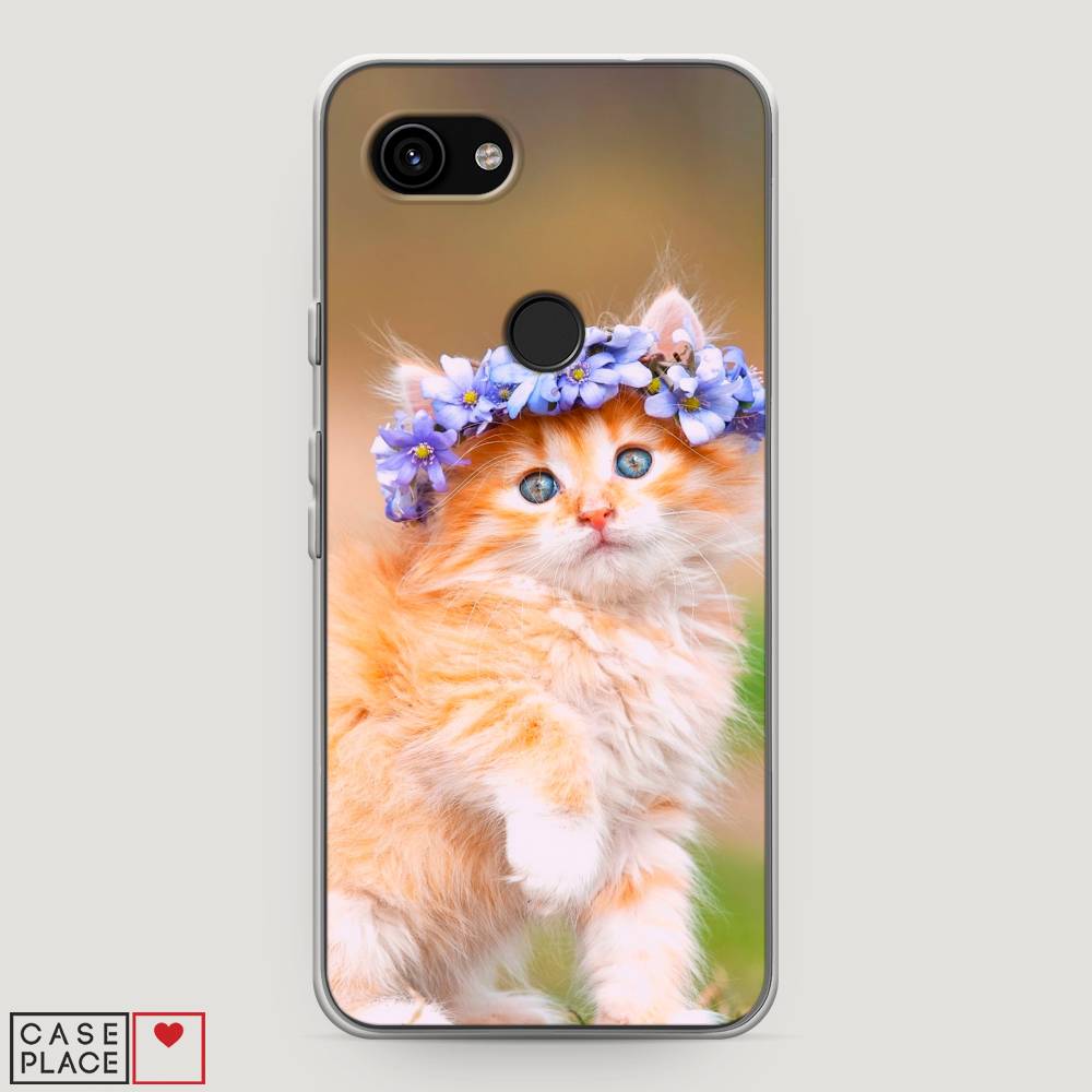 

Чехол Awog на Google Pixel 3a "Рыжий кот в венке", Разноцветный, 270150-1