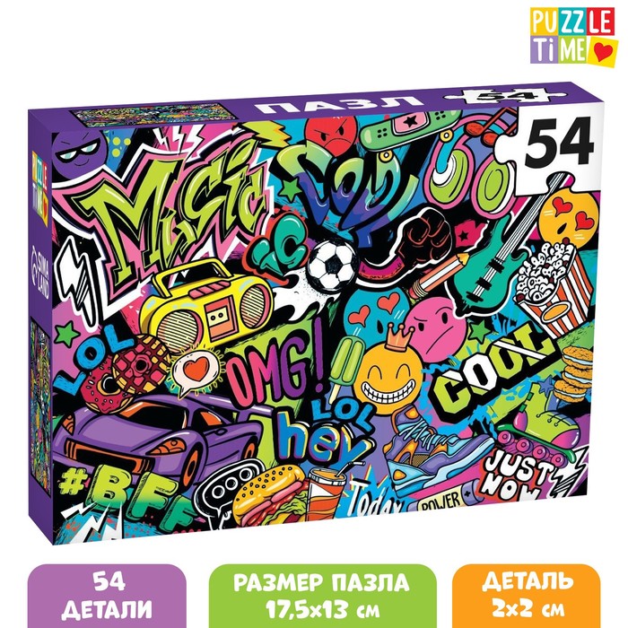 

Пазл Puzzle Time Крутые стикеры, 54 элемента
