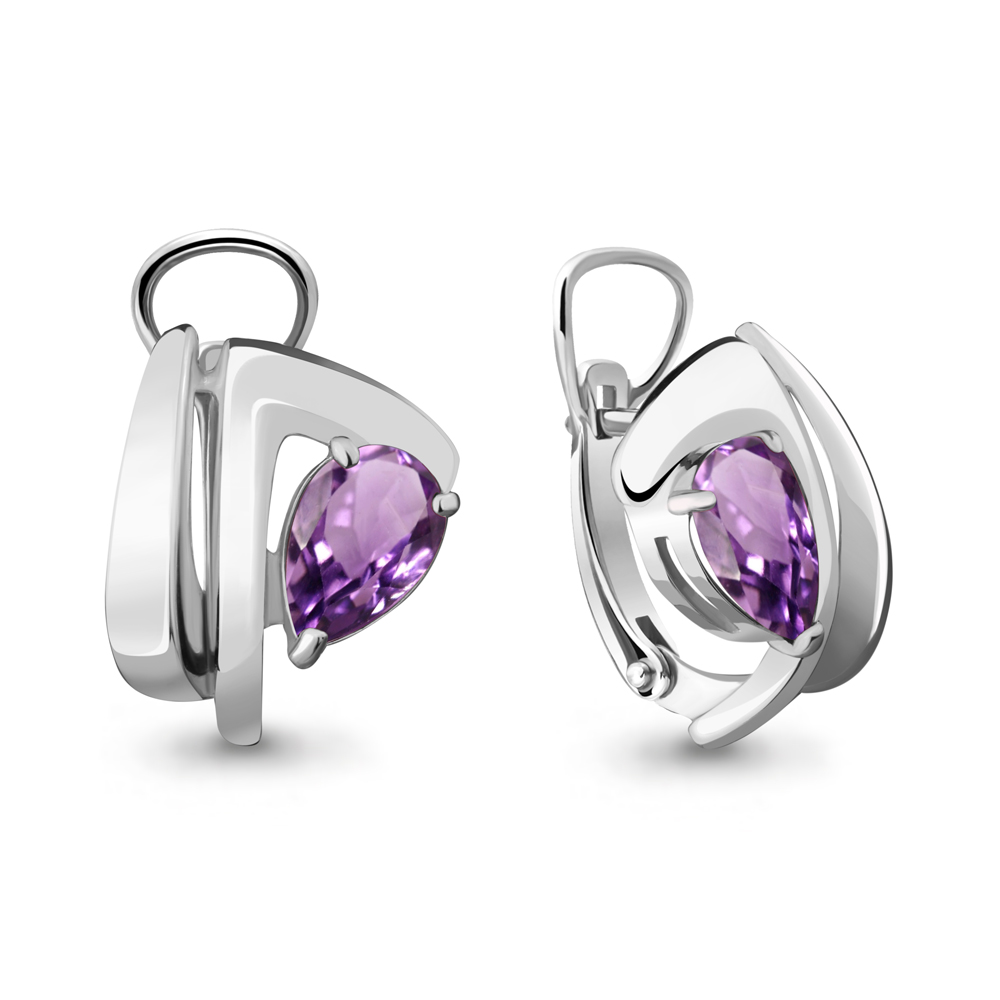 

Серьги из серебра с аметистом Aquamarine 4489804_925_р, 4489804_925_р