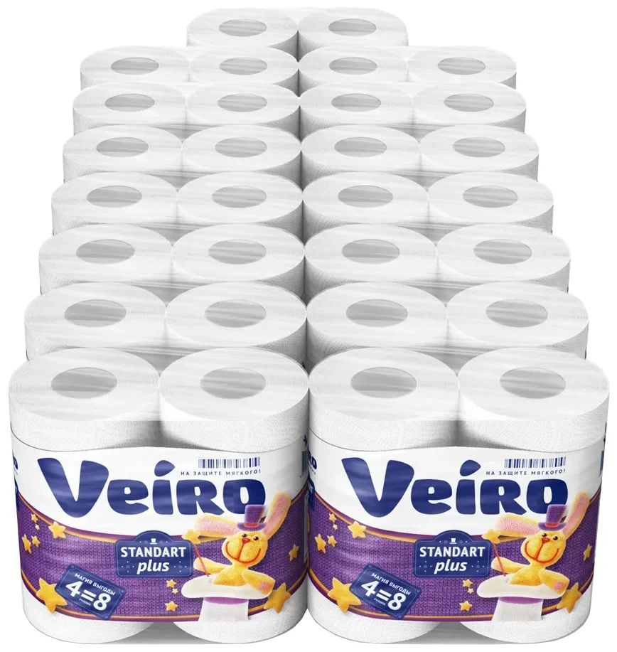 Туалетная бумаг Veiro Standart Plus 2-слойная, белая 60 рулонов