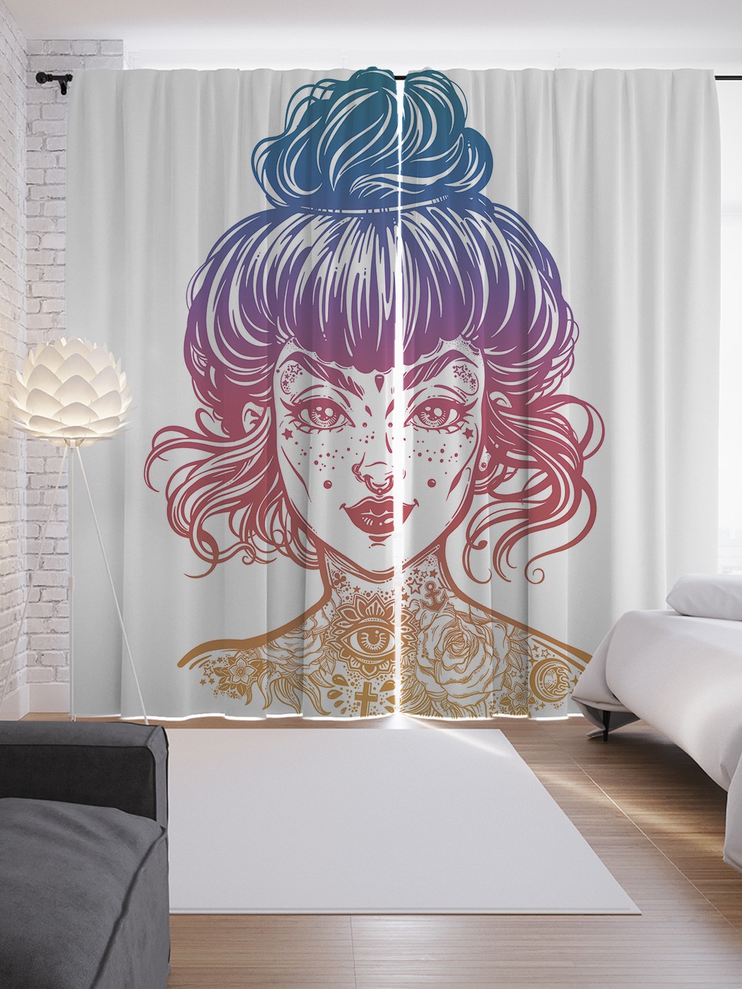 

Шторы JoyArty с фотопечатью "Дама в веснушках" из сатена, 290х265 см, Дама в веснушках