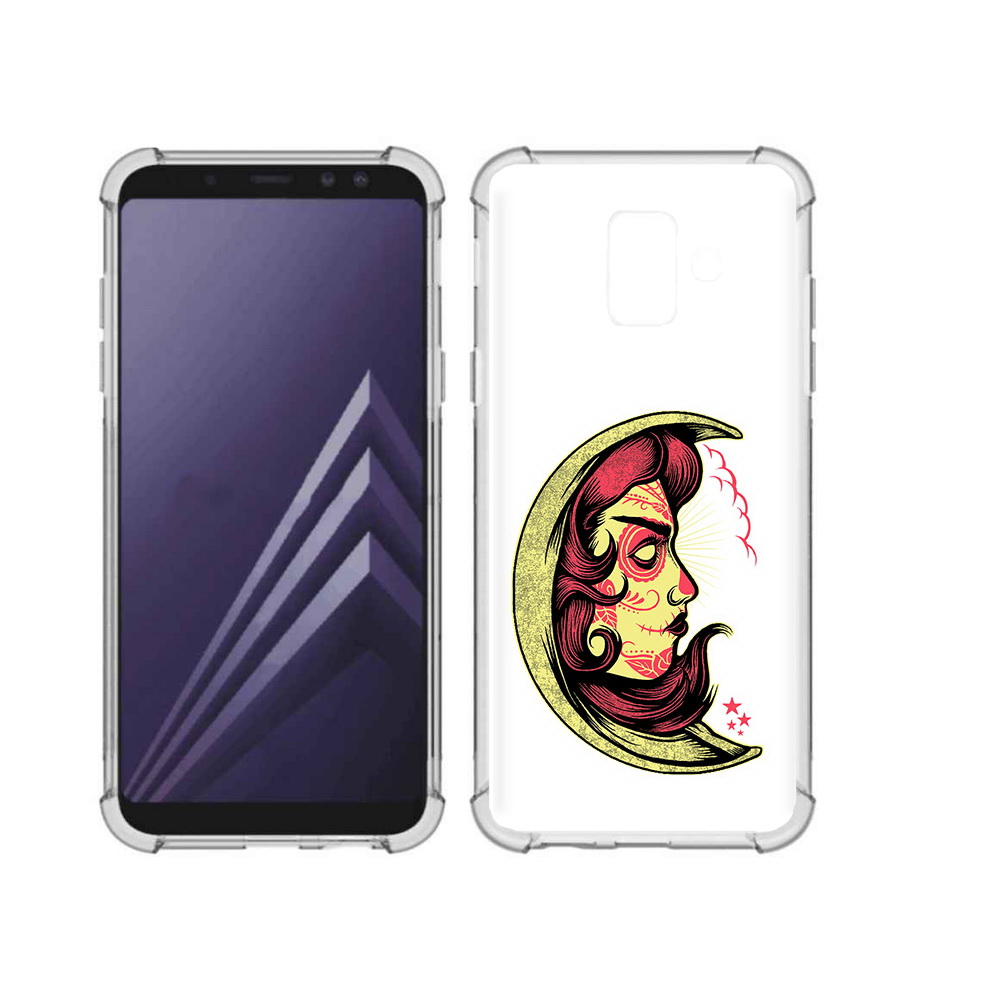 

Чехол MyPads Tocco для Samsung Galaxy A6 (2018) желтый полумесяц с лицом девушки, Прозрачный, Tocco