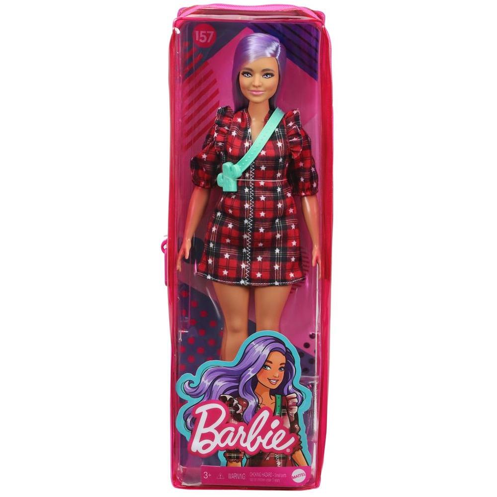 фото Кукла mattel barbie игра с модой, фиолетовы волосы, красное клетчатое платье fbr37/grb49