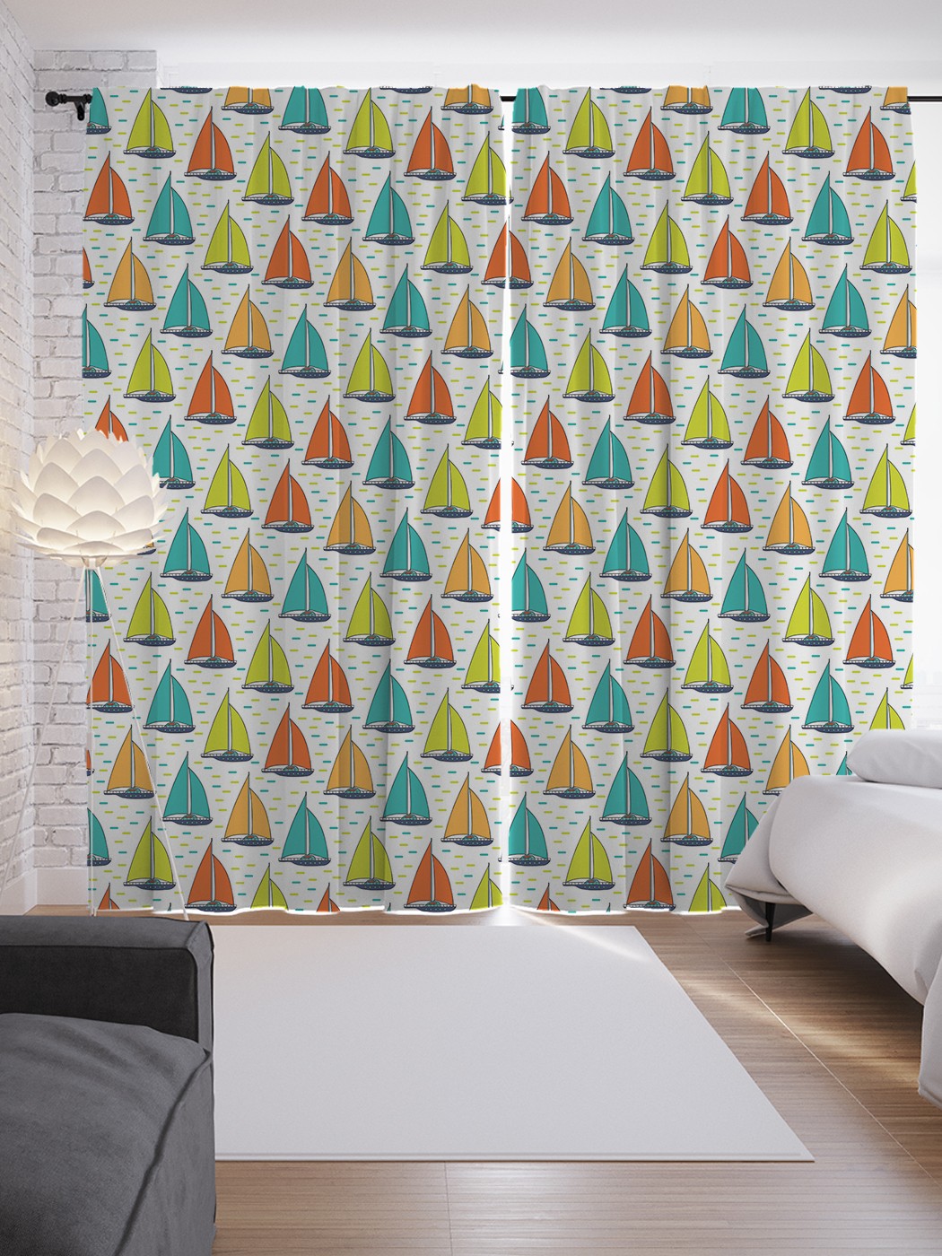 

Шторы JoyArty с фотопечатью "Цветные парусники" из сатена, 290х265 см, Цветные парусники