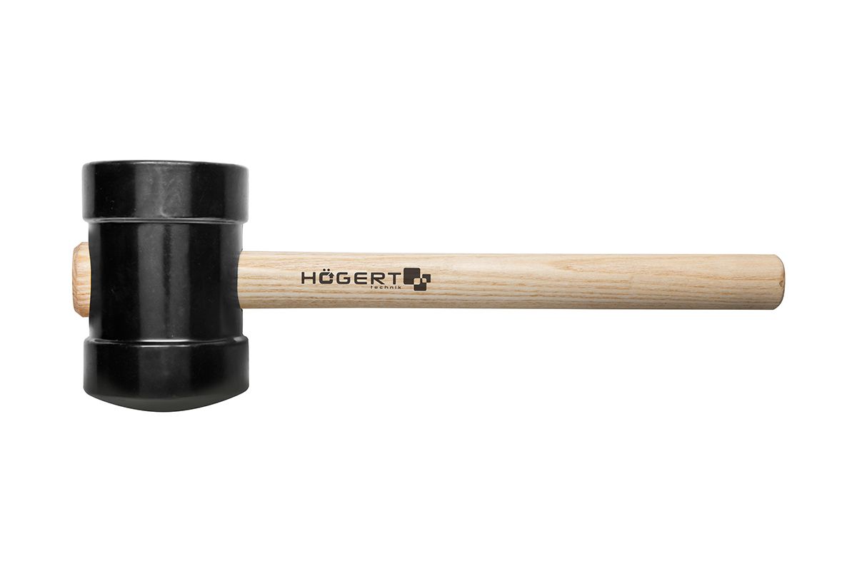 фото Молоток резиновый, черный, 800 г с деревянной рукояткой. hoegert. ht3b045