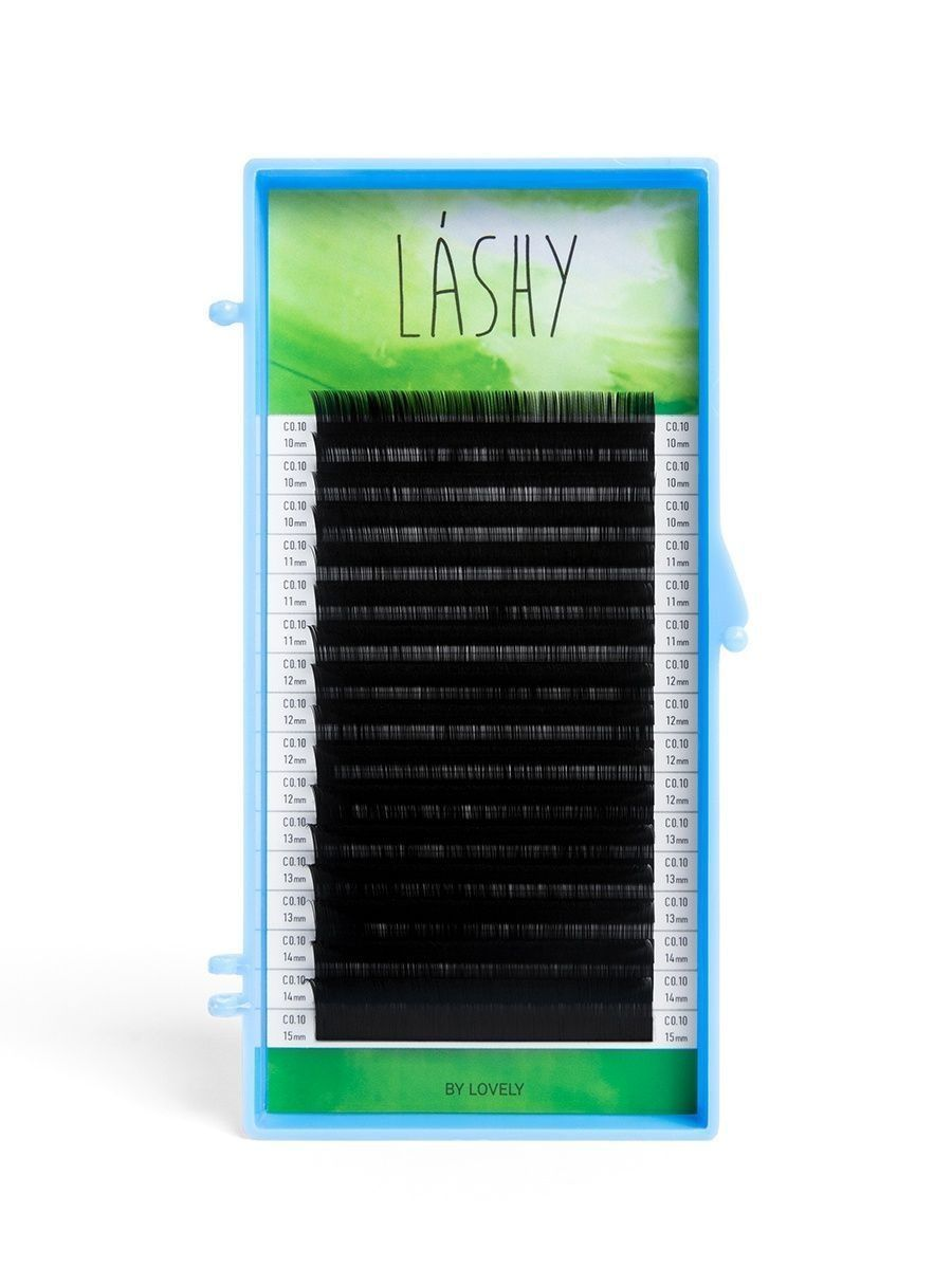 

Ресницы чёрные LASHY GREEN 16 линий C 0.10 05mm, Черный