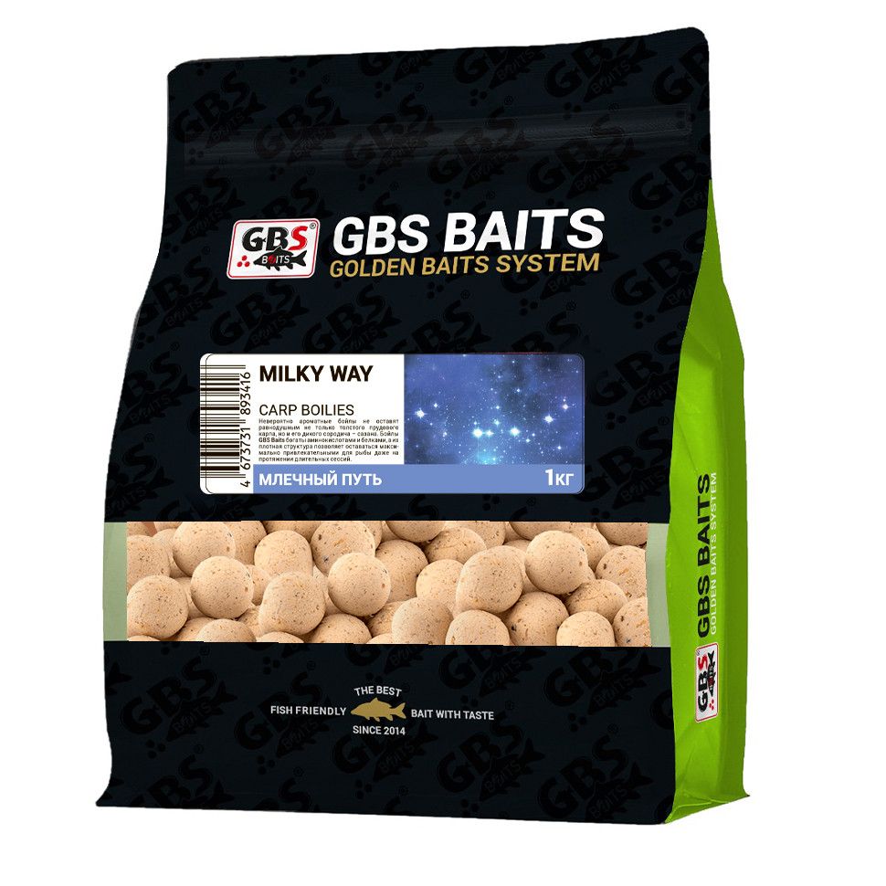 

Бойлы прикормочные GBS BaITS 20 мм 1 кг Млечный путь Белый, прикормочные 20 мм