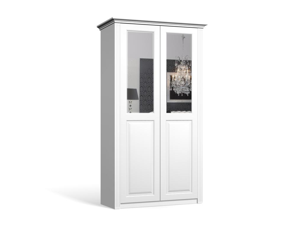 

Шкаф распашной Классика Люкс-2.4 МДФ с зеркалом двухдверный 90x220x50 Мегамебель, Белый, Классика-Люкс-2.4