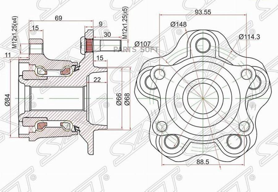 

SAT Ступичный узел задн. NISSAN QASHQAI 06-/X-TRAIL 07- 4WD