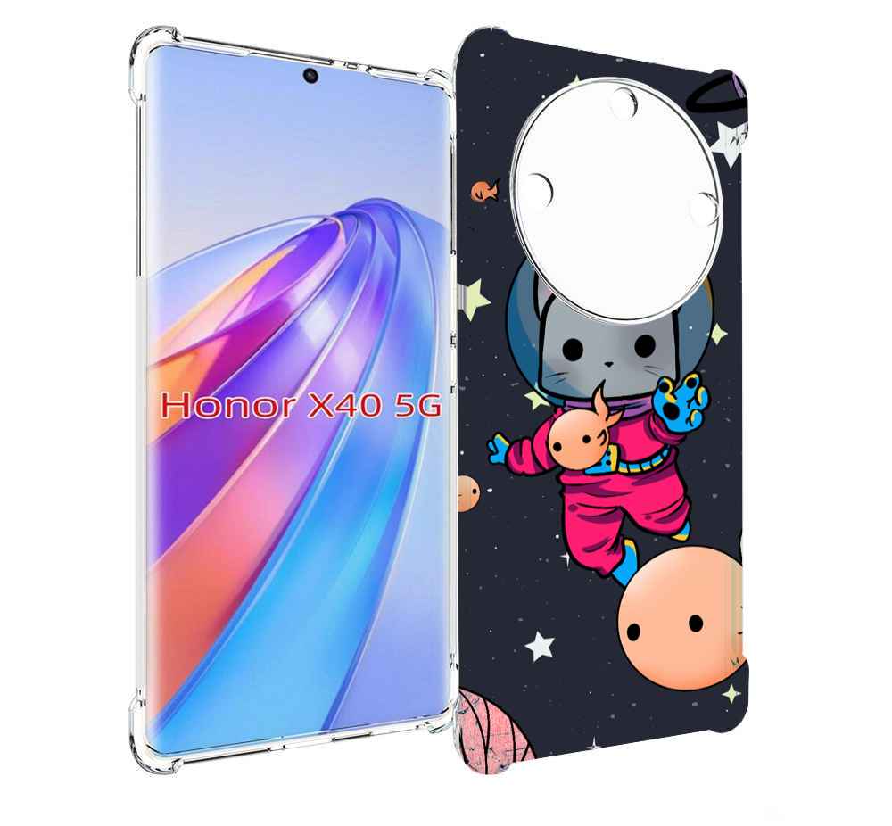 

Чехол MyPads котик-с-рыбкой-в-космосе для Honor X40, Прозрачный, Tocco