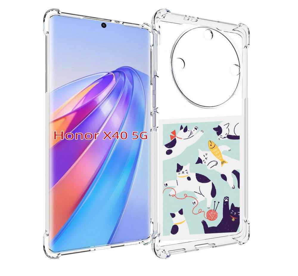 

Чехол MyPads коты-с-клубками для Honor X40, Прозрачный, Tocco