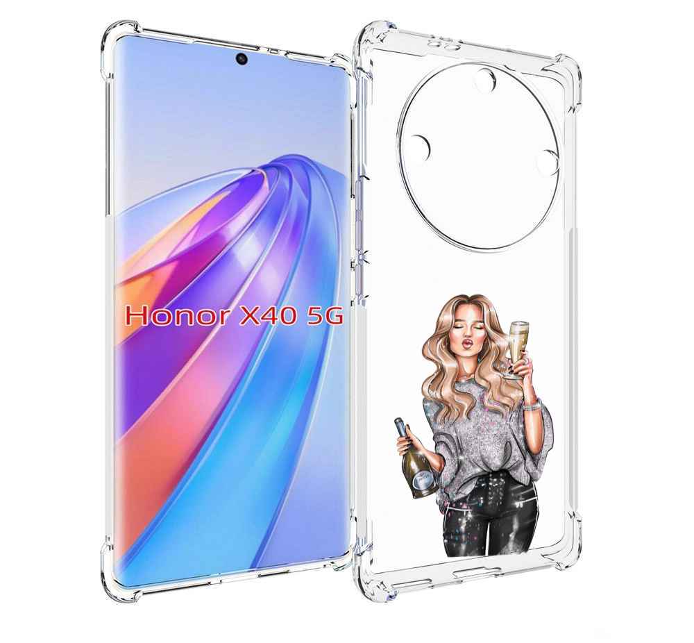 

Чехол MyPads красивая-любительница-шампанского женский для Honor X40, Прозрачный, Tocco