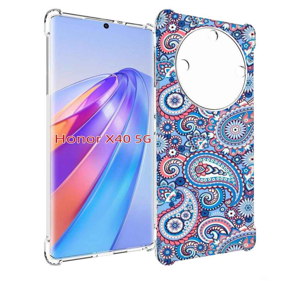 

Чехол MyPads красивый голубой арнамент для Honor X40, Прозрачный, Tocco