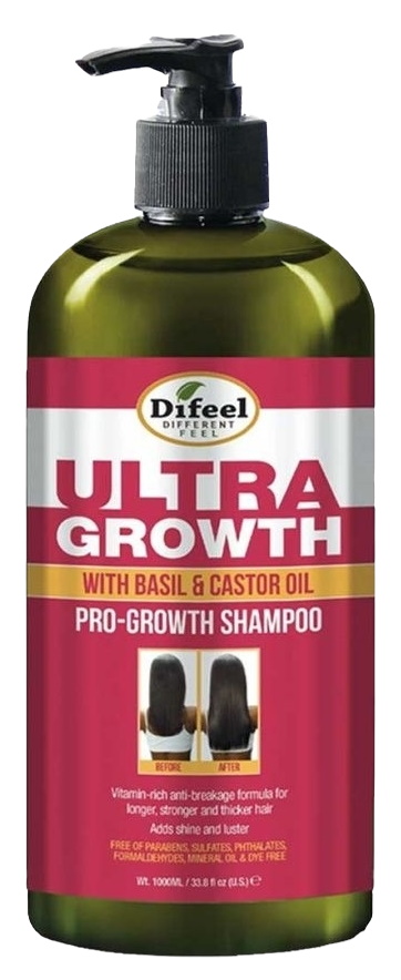 фото Шампунь для роста волос difeel ultra growth basil-castor shampoo с базиликом и кастором 1л nobrand