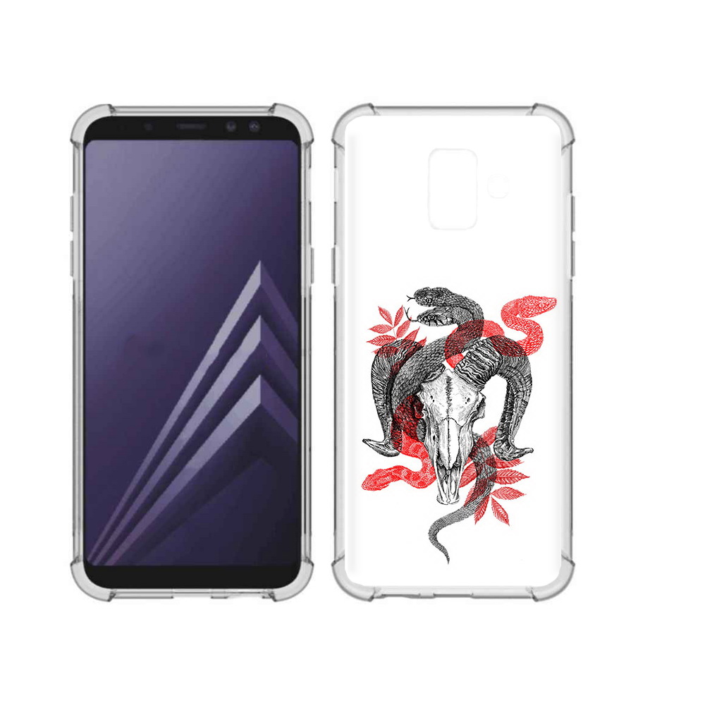 

Чехол MyPads Tocco для Samsung Galaxy A6 (2018) змея в черепе рисунок (PT111558.582.365), Прозрачный, Tocco