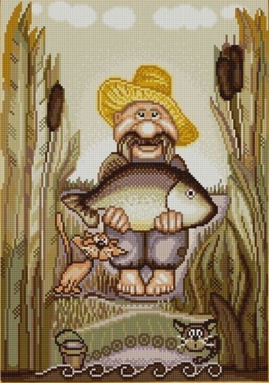 фото Рисунок на ткани «рыбак» конёк