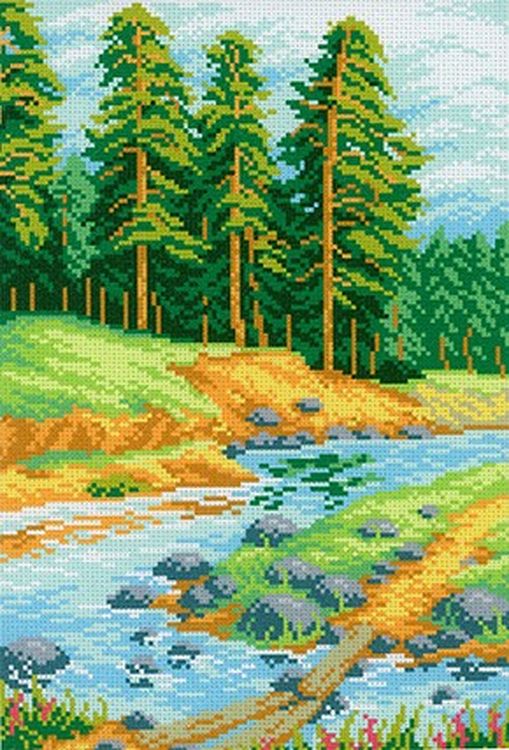 

Рисунок на ткани «Сосны»