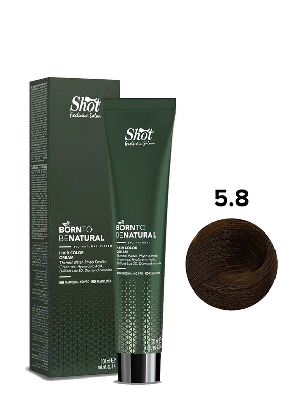 Крем-краска для волос Shot Born to Be Natural 5.8 светло-каштановый шоколадный, 100 мл сахарный скраб против вросших волос шоколадный