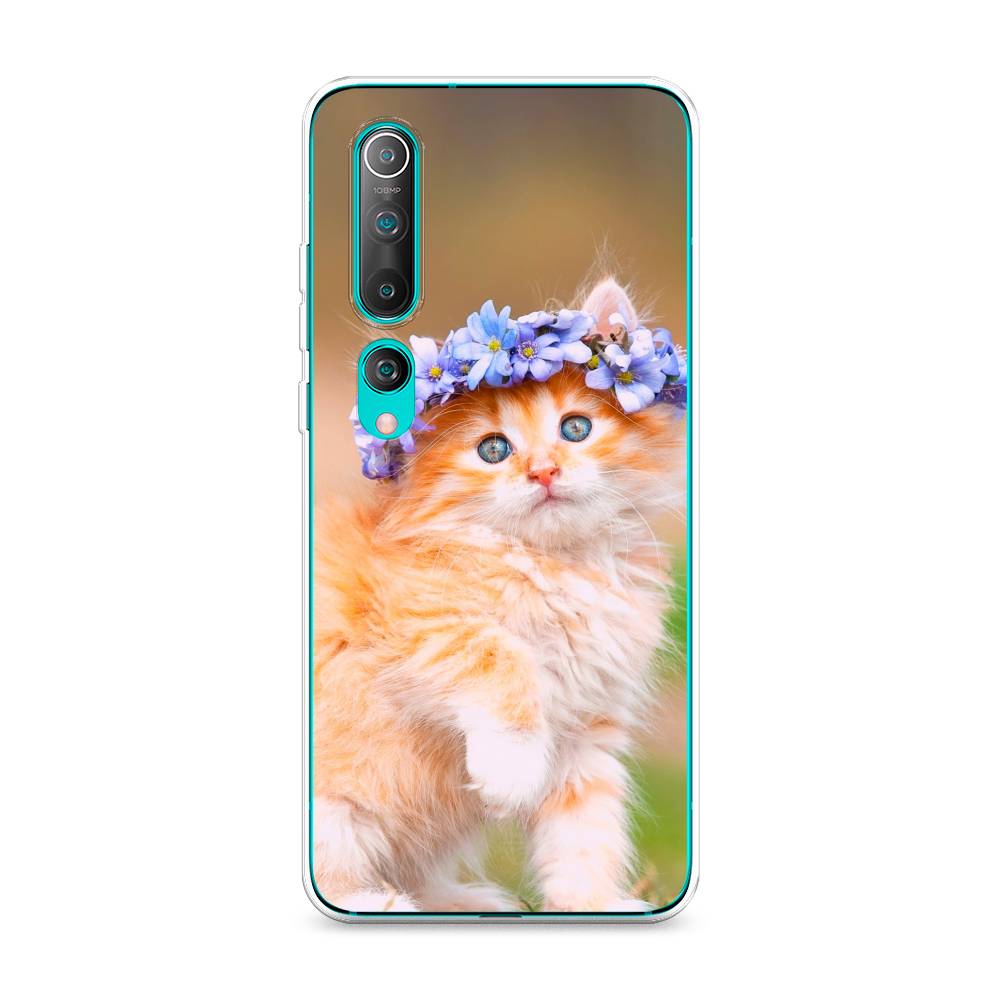 

Чехол Awog на Xiaomi Mi 10 "Рыжий кот в венке", Разноцветный, 37550-1